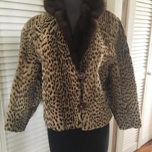 Vintage Geoffroy's Cat Fur Coat with Mink Collar